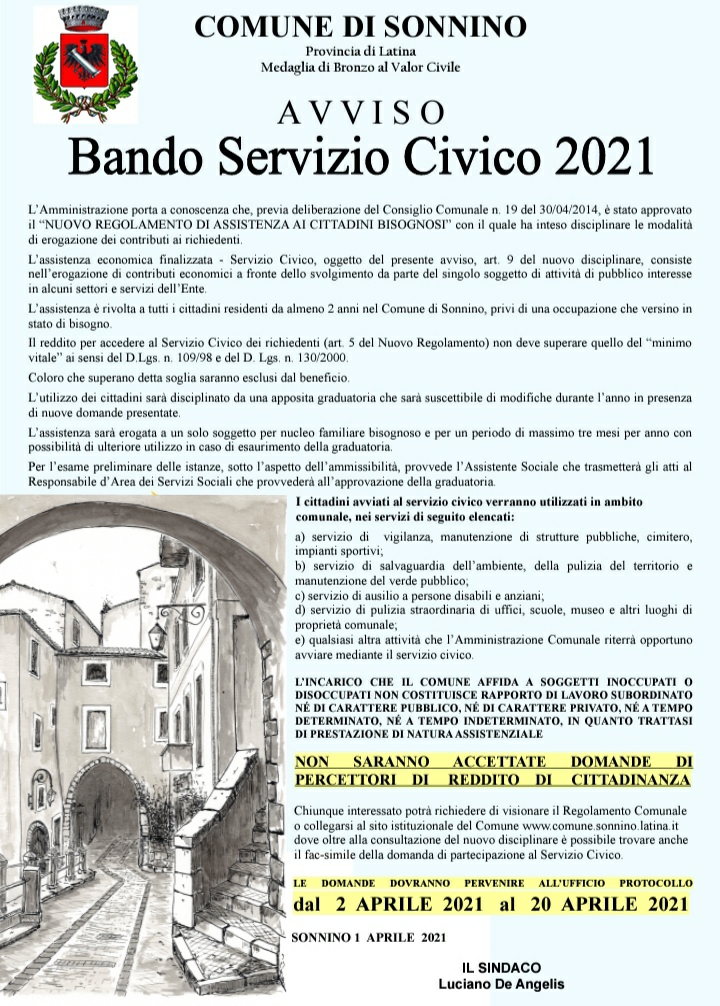 Bando Servizio Civico 2021